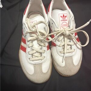 Adidas Classic White and Red Trainers